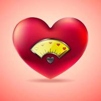 cuore rosso con indicatore livello carburante giallo vettore