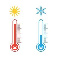 termometri di caldo e freddo con diverse emozioni vettore