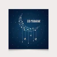 modello di post sui social media del festival islamico di eid mubarak. volantino quadrato e banner con sfondo luna e lanterna blu. illustrazione vettoriale