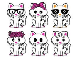 icona di gatto carino. icona di gatto rosa su sfondo bianco. icona del gatto felice in piedi e moderno per l'illustrazione. vettore