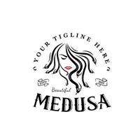 testa di medusa con capelli serpente mitico greco creatura illustrazione vettoriale retrò design