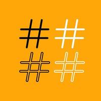 hashtag imposta icona in bianco e nero. vettore