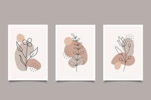 set di composizione linea arte botanica con illustrazione di forme organiche vegetali vettore