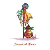 bellissimo sfondo della carta del festival indiano di celebrazione di gudi padwa vettore