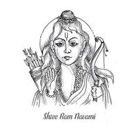 mano disegnare schizzo lord shri ram navami carta sfondo vettore