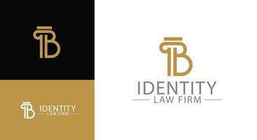 vettore colonna greca lettera b logo design per l'identità aziendale dell'avvocato
