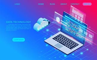 landing page gradiente tecnologia dati vettore