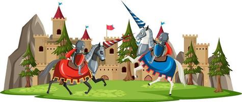 i cavalieri combattono davanti al castello