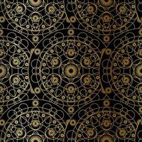 golden luxury art mandala boho seamless pattern vettore