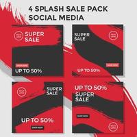 banner di social media nel pacchetto di stile splash rosso vettore