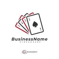modello vettoriale del logo della carta da poker, concetto di design del logo del gioco d'azzardo creativo