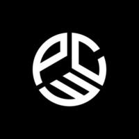design del logo della lettera pcw su sfondo nero. pcw creative iniziali lettera logo concept. disegno della lettera pcw. vettore