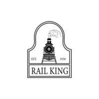 locomotiva del logo dell'annata del treno del re della ferrovia vettore