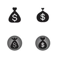 sacchetto di denaro impostato con l'icona del logo vettoriale simbolo del dollaro