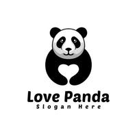 amore panda silhouette animale logo design modello vettoriale