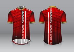 design della maglia per il ciclismo, vista frontale e posteriore e facile da modificare e stampare su tessuto, abbigliamento sportivo per squadre di ciclismo vettore