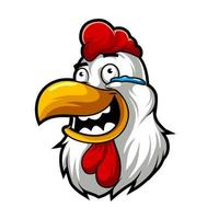 logo della mascotte del fumetto di vettore testa di pollo divertente