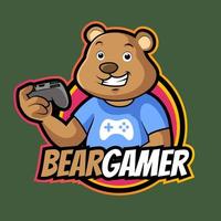 logo della mascotte dell'orso per il gioco vettore