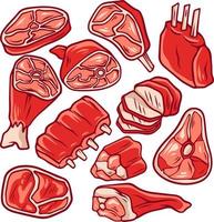 pacchetto di illustrazione doodle bistecca di manzo vettore