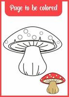 pagina da colorare per bambini. fungo rosso vettore