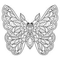 carina farfalla disegnata a mano per libro da colorare per adulti vettore