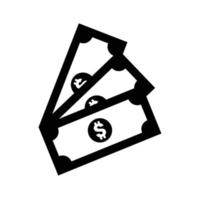 sagoma di contanti del dollaro. elemento di design icona in bianco e nero su sfondo bianco isolato vettore