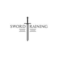 tipografia di addestramento della spada per l'ingegneria civile e il vettore di progettazione del logo dell'industria edile