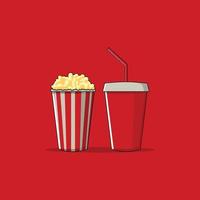 illustrazione di design piatto popcorn e drink vettore