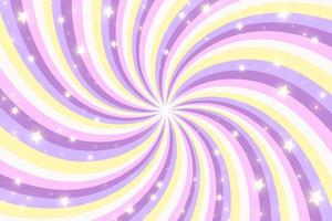 sfondo di turbinio arcobaleno con stelle. unicorno radiale arcobaleno di spirale contorta. illustrazione vettoriale.