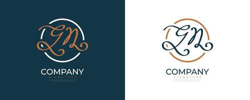 design del logo iniziale g e n in uno stile di scrittura elegante e minimalista. logo o simbolo della firma gn per matrimonio, moda, gioielli, boutique e identità aziendale vettore