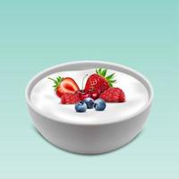 ciotola di yogurt con frutta mista vettore