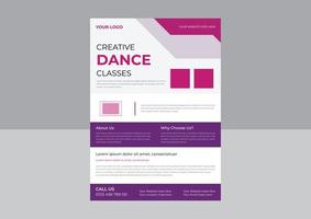 modello di volantino per studio di danza, volantino promozionale per poster di studio di danza, design di volantini per poster di lezione di danza. modello a4, design brochure, copertina, volantino, poster, pronto per la stampa vettore