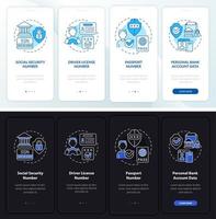 dati altamente sensibili modalità notte e giorno che integrano lo schermo dell'app mobile vettore