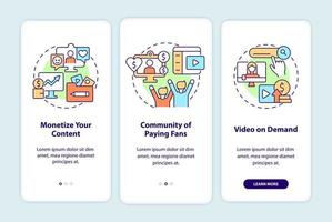 come guadagnare denaro dalla schermata dell'app mobile di onboarding dell'abbonamento. procedura dettagliata 3 passaggi pagine di istruzioni grafiche con concetti lineari. ui, ux, modello gui. sono stati utilizzati una miriade di caratteri normali in grassetto vettore