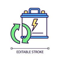 batterie al piombo riciclabili icona colore rgb. riciclaggio dell'accumulatore per auto. cella di energia ricaricabile. protezione dell'ambiente. illustrazione vettoriale isolata. semplice disegno a tratteggio pieno