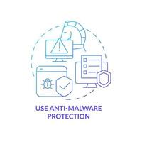 icona del concetto di sfumatura blu del software di protezione anti-malware. difesa dal software spia idea astratta linea sottile illustrazione. tecnologia per la sicurezza dei dati personali. disegno a colori di contorno isolato vettoriale