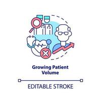 icona del concetto di volume del paziente in crescita vettore
