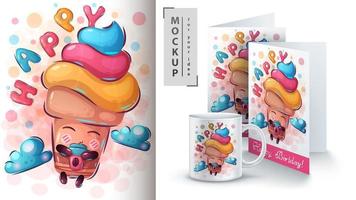 poster e merchandising della mosca del gelato vettore