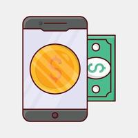 illustrazione vettoriale di pagamento mobile su uno sfondo simboli di qualità premium. icone vettoriali per il concetto e la progettazione grafica.