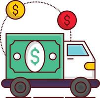 illustrazione vettoriale del camion del dollaro su uno sfondo simboli di qualità premium. icone vettoriali per il concetto e la progettazione grafica.