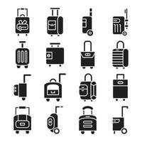 illustrazione di set di icone della borsa dei bagagli vettore