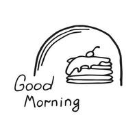 frittelle e iscrizione buongiorno doodle vettore