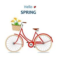 ciao card di primavera con la bicicletta vettore