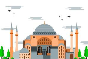 hagia sophia istanbul turkiye punto di riferimento illustrazione vettore premium