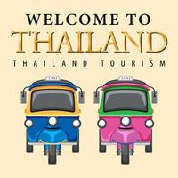 bangkok thailandia tuk tuk viaggio e icona turistica vettore