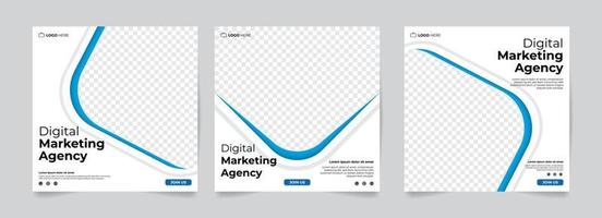banner di marketing aziendale digitale per modelli di post sui social media, linee blu, bianche e cenere. Possono essere personalizzati poster e banner pubblicitari vettore