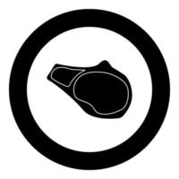 bistecca icona colore nero in cerchio vettore