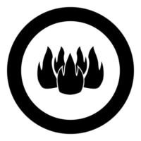 icona del fuoco colore nero in cerchio vettore