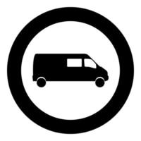 icona minibus colore nero in cerchio vettore