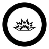 icona nera di esplosione in cerchio vettore